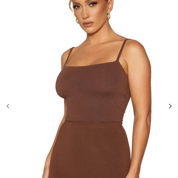 NAKED WARDROBE SOLID VIBES CHOCOLATE BROWN CROP TANK XL - Picture 1 of 9